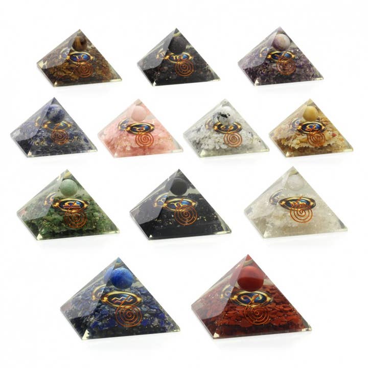 UniArt - Wholesale Spiritual Stone/Crystal - Orgonite pyramid with zodiac symbol12