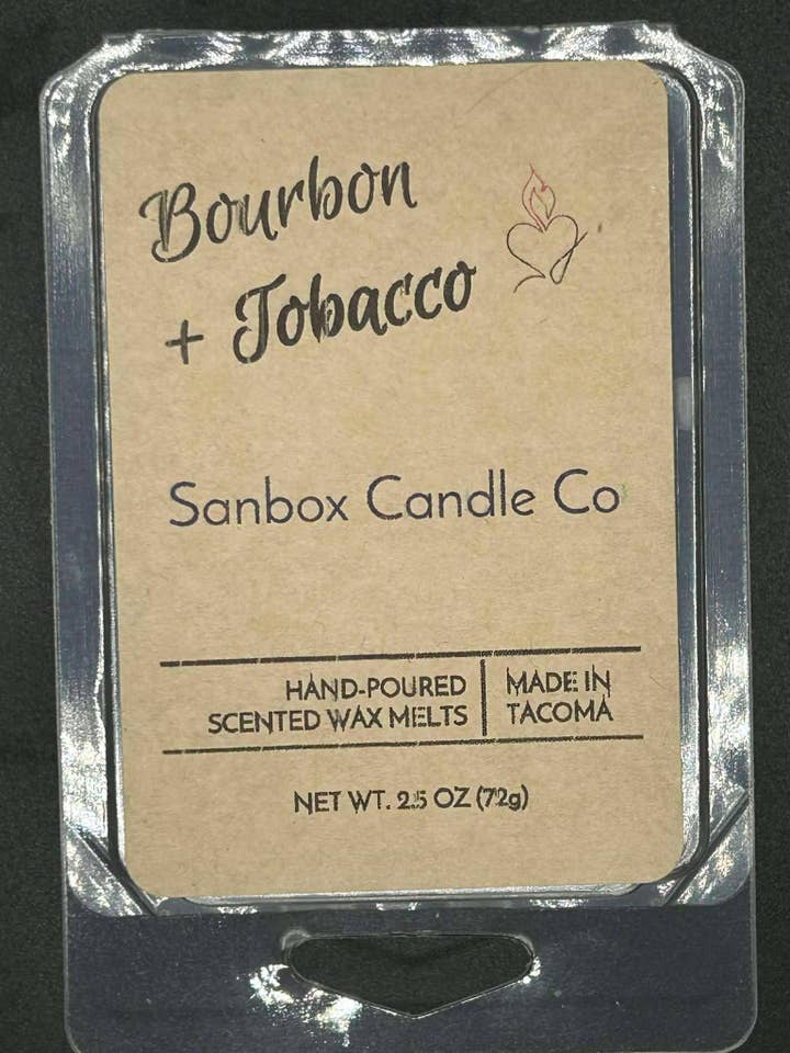 Bourbon + Tobak duftvoks for engroshandel hos Sanbox Candle Co