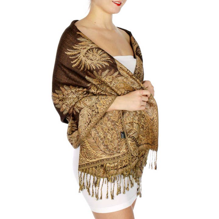 SERENITA - Wholesale Scarf - Women's - Big Paisley Pashmina Scarf Paisley Reversible Shawl Wraps
