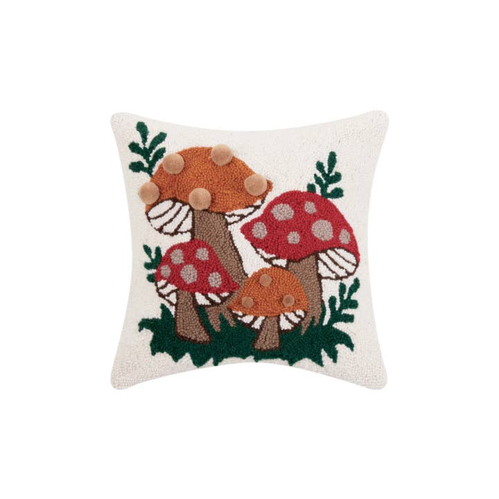 Peking Handicraft - Wholesale Throw/Decorative Pillow - Shroomy Pom Pom Hook Pillow - Jungalow