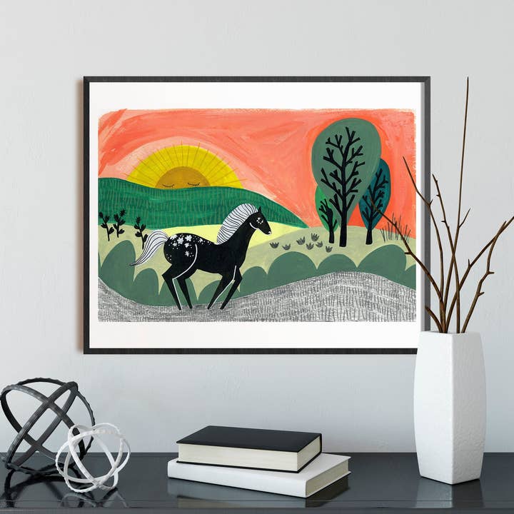 Dream Folk Studio – wholesale Art print – Black Beauty - Wild Horse - Art Print1