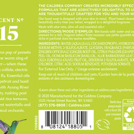REMOVED BRAND - Wholesale Hand Soap/Wash - Ginger Pomelo Hand Soap with Aloe Vera & Olive Oil