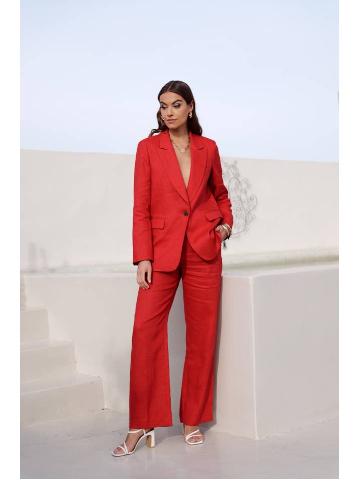 Attentif Paris - Vendita all'ingrosso Blazer - Donna - Giacca blazer in lino premium taglio dritto2