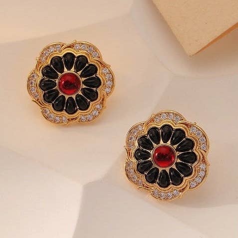 Pendientes franceses retro hechos a mano con microincrustaciones de flores de circonio S925, pendientes de lujo con luz de aguja para venta al por mayor de Exsito