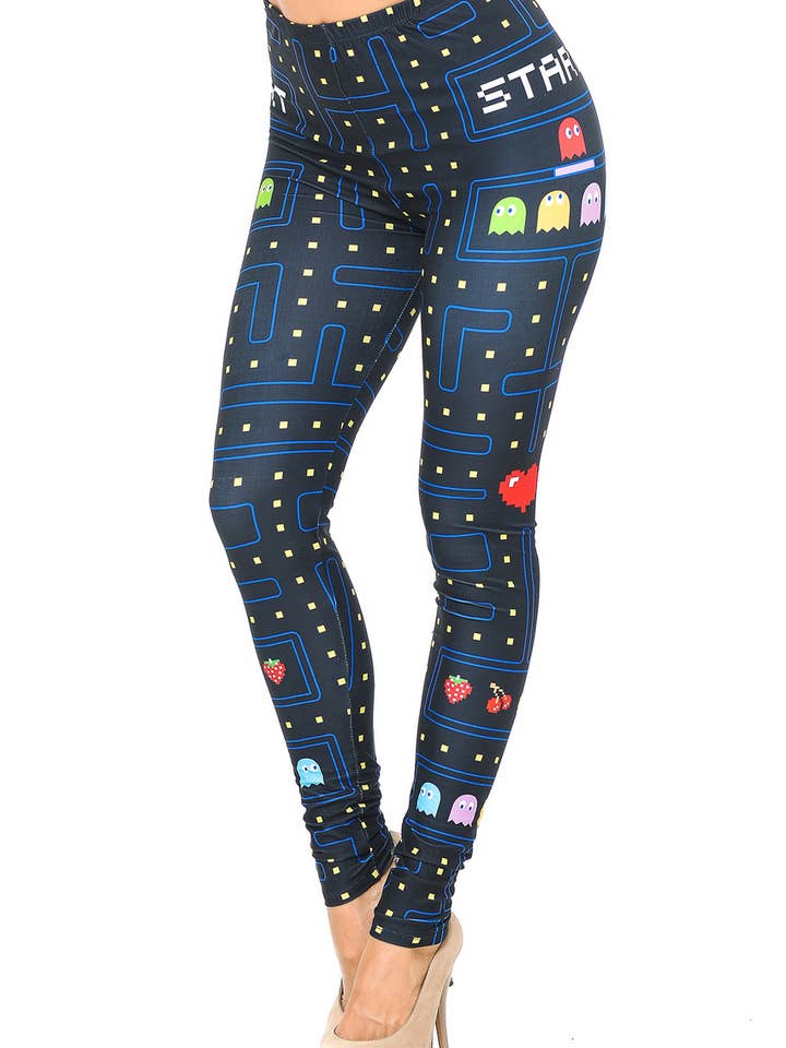 Creamy Soft Pacman Begins Leggings - USA Fashion™ for wholesale by USA Fashion