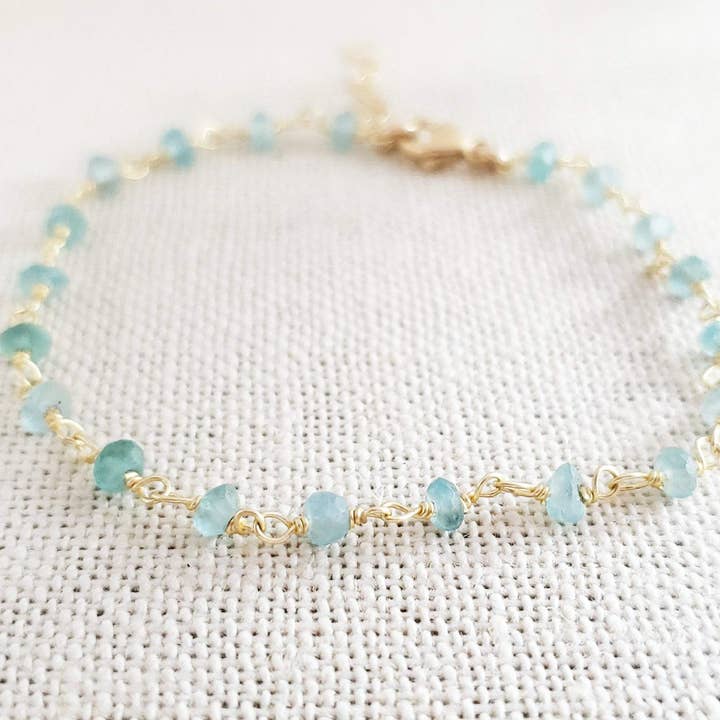 CY Design Studio - Wholesale Beaded Bracelet - Blue Apatite Bracelet 14k Gold Fill