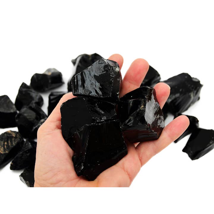 Black Obsidian Raw Stone (45mm - 50mm) for wholesale by Kaia & Crystals