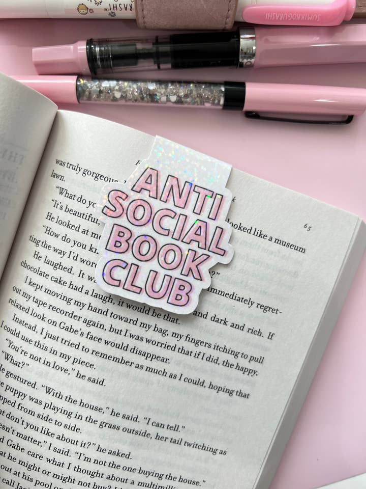 Marcapáginas magnético rosa antisocial Book Club para venta al por mayor de Sparkly Paper Co