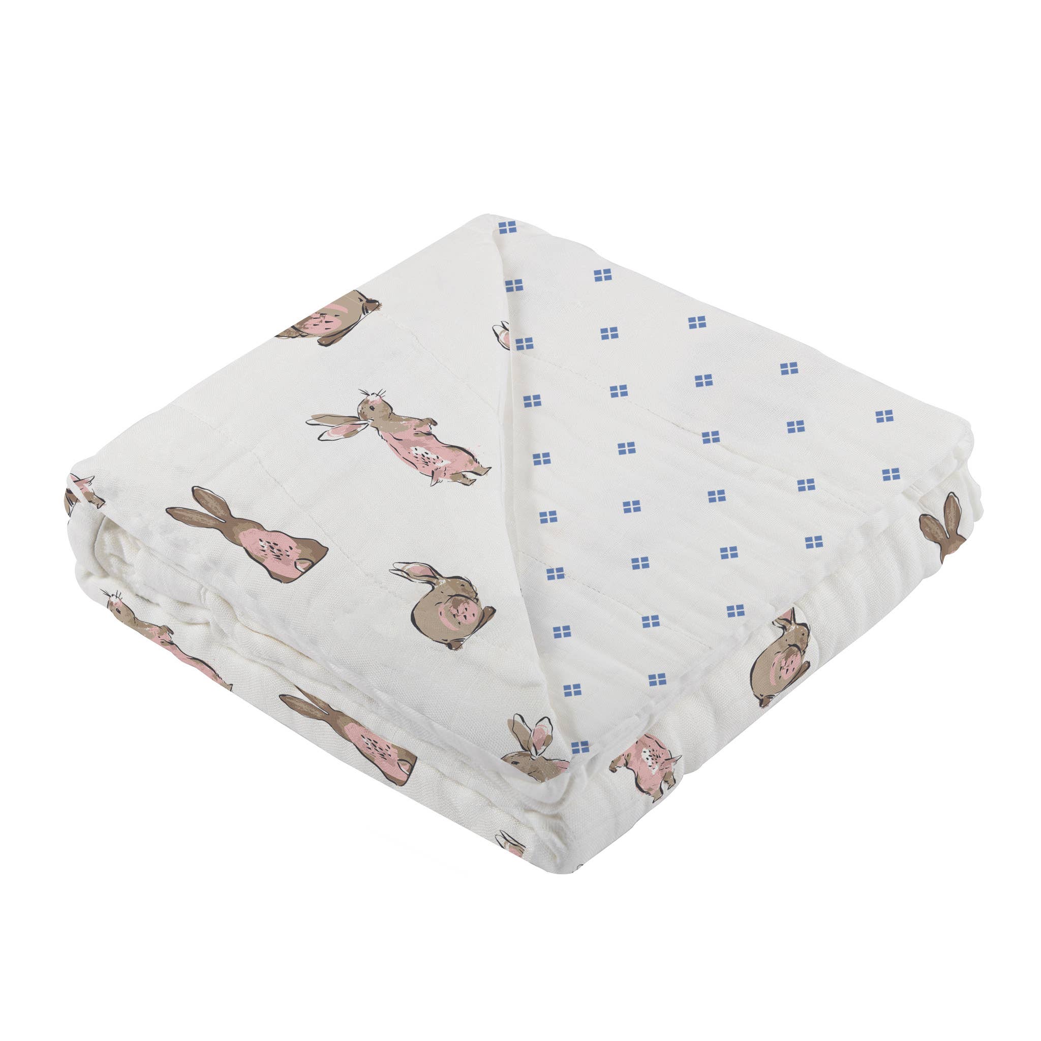 Newcastle Classics - Wholesale Bedding Blanket - Kids & Baby - Powder Pink Bunnies & Periwinkle Diamond Polka Dot Blanket2