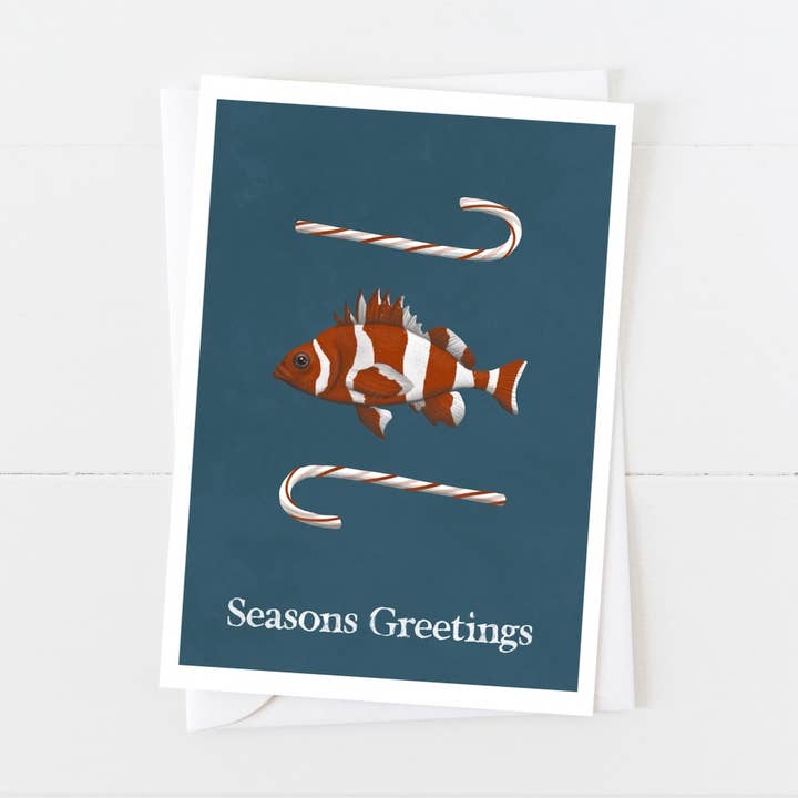 Rockfish Seasons Greetings Notecard for wholesale by Nicole Bennion Illustration