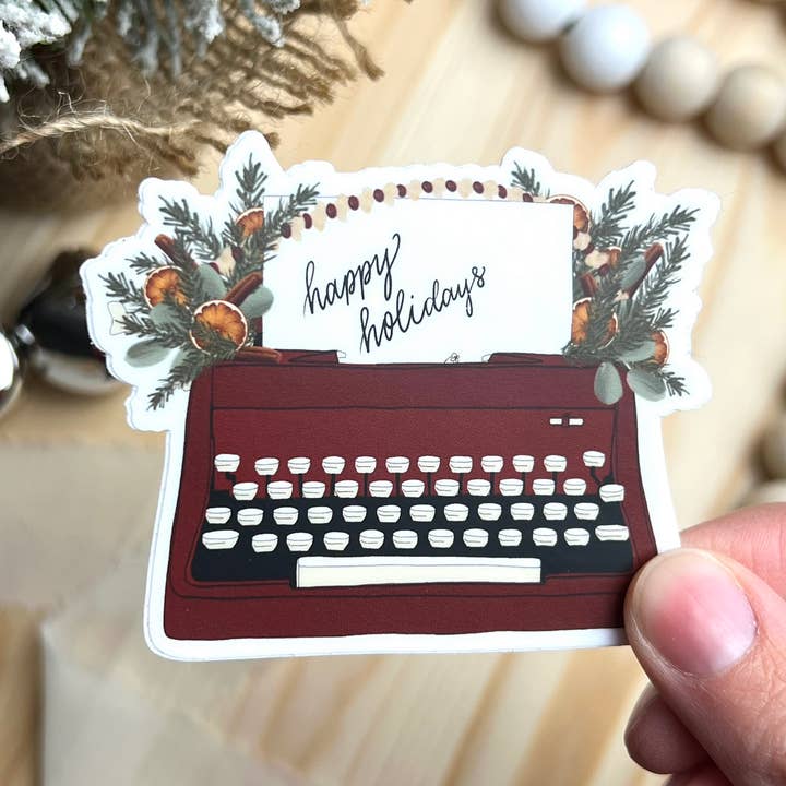 Rote Happy Holidays Schreibmaschine, 3x2,48 in für den Großhandel von Sammy Jean Artist
