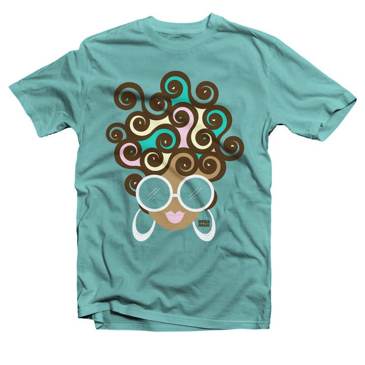 Candy Coated Coils (Teal Hair), Unisex T-Shirt for wholesale by The DynaSmiles Stationery