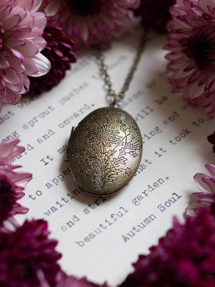 Dahlia Locket Necklace for wholesale by Autumn Soul