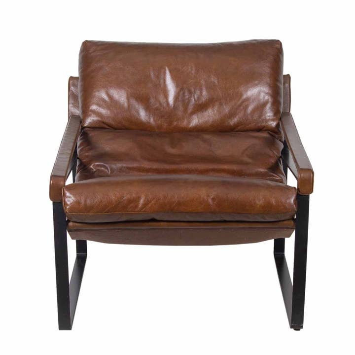 Porgabi Metal Buff Leather Lounge Chair - Black / Brown for wholesale by Pinkcity