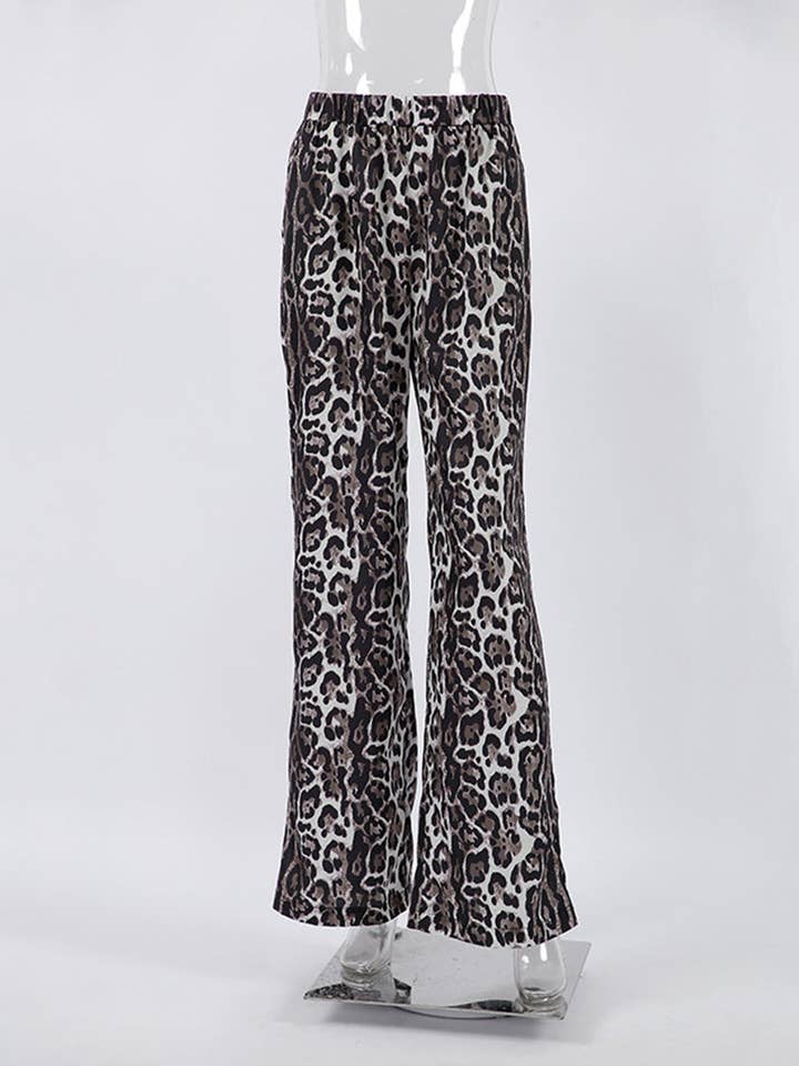 LEOPARD Wide-Leg Satin Animal Print Pants for wholesale on Faire
