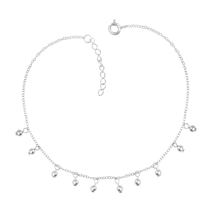 Pretty 925 Silver Beaded Anklet-A (USA-DDP) for wholesale by Silver Jewellery Cavern Wholesale