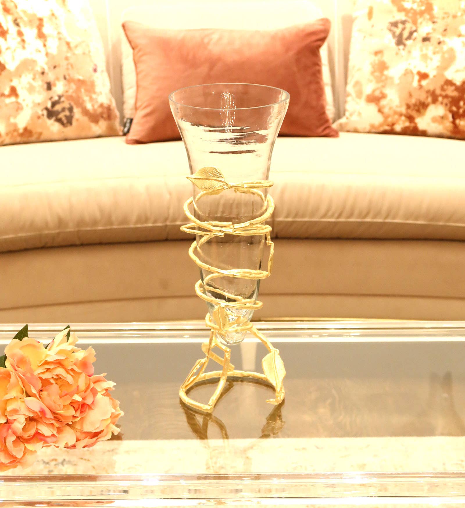 CLASSIC TOUCH DECOR INC. - Wholesale Vase - Gold Leaf Vase with Removable Glass