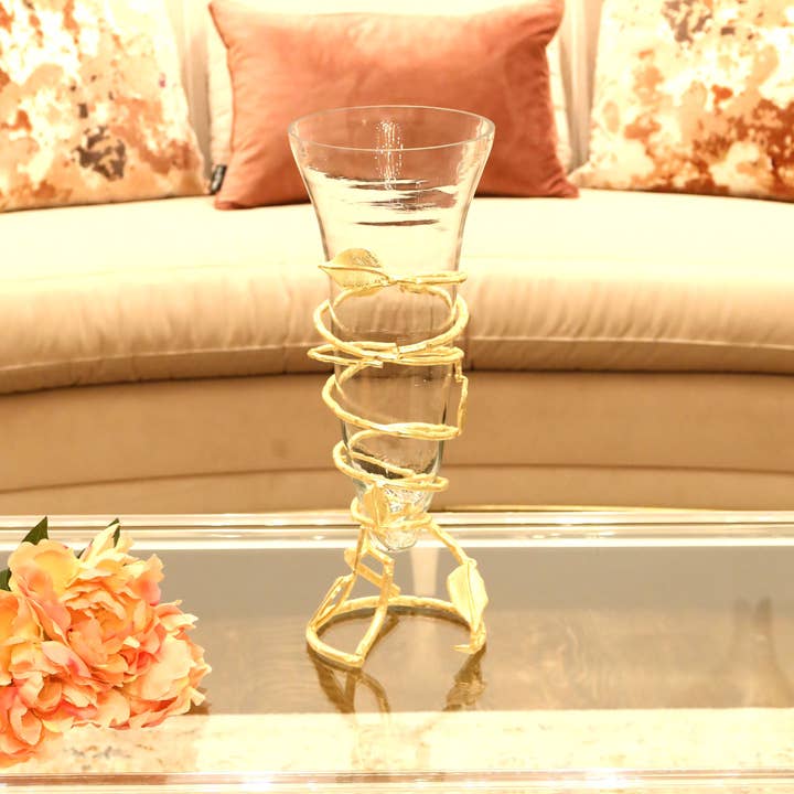 CLASSIC TOUCH DECOR INC. - Wholesale Vase - Gold Leaf Vase with Removable Glass