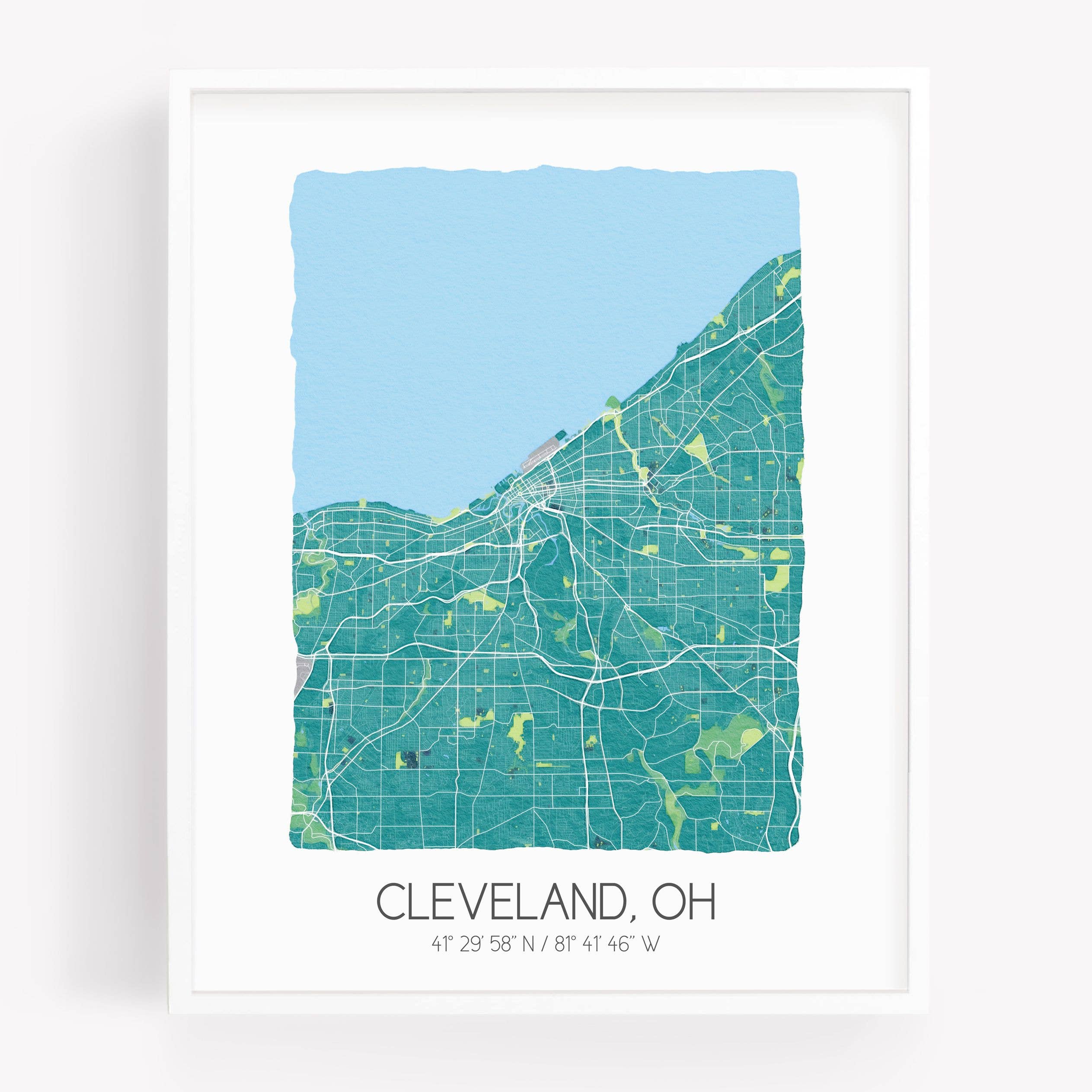Sparks House Co. - Wholesale Art Print - Cleveland Ohio Map - Watercolor City Map Wall Art - Custom15