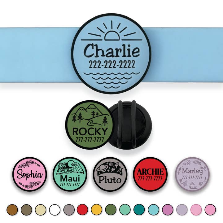 Besties Pets - Wholesale Pet Identification Tag - Cat/Dog - Slide-On Pet ID Tag | Design Your Own | Pick Color & Design