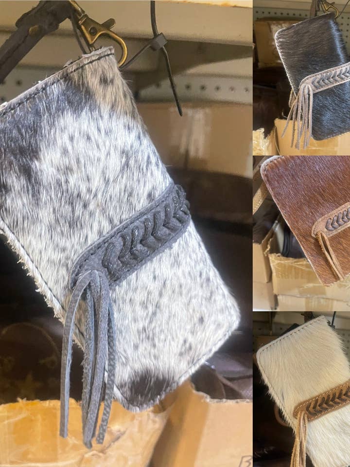 Cartera muñequera de piel de vaca trenzada para venta al por mayor de Broads Market