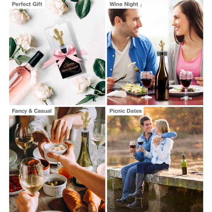 Cota Global - Wholesale Wine Stopper - Wine Stopper - Gold Metal Cactus2