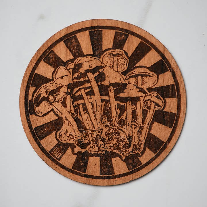 Pegatina de madera Shroom para venta al por mayor de Dom Chi Designs