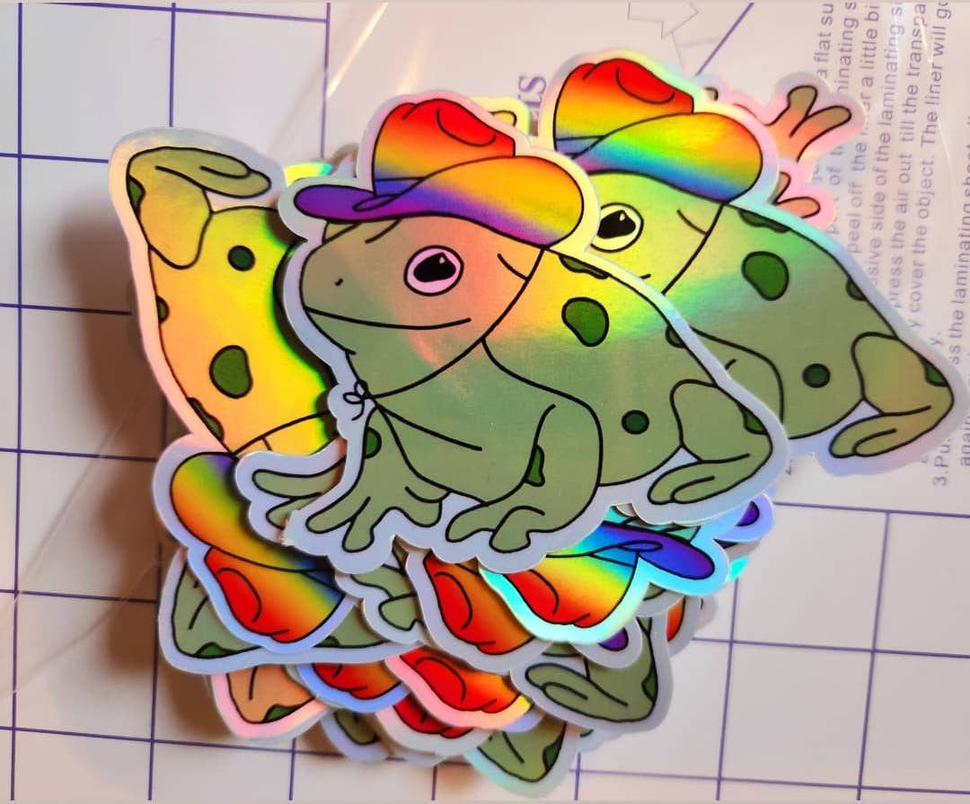 Luxe Trauma - Wholesale Sticker - Gay frog sticker rainbow pride cowboy hat funny cute3