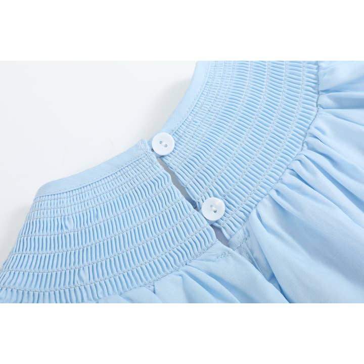 Lil Cactus - Wholesale Bodysuit (Non-Footed) - Baby - Blue and White Smocked Bubble Romper