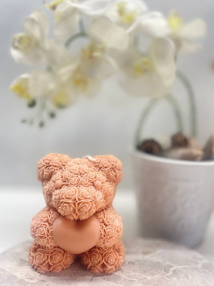 Ours rose avec cœur - Petit pour la vente par Mummy&Mia Candles