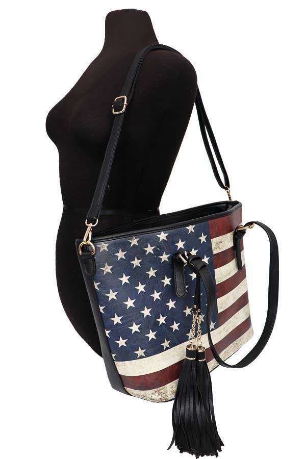 Cap Zone - Wholesale Tote Bag - Women's - American Flag Leather Tote Bag6