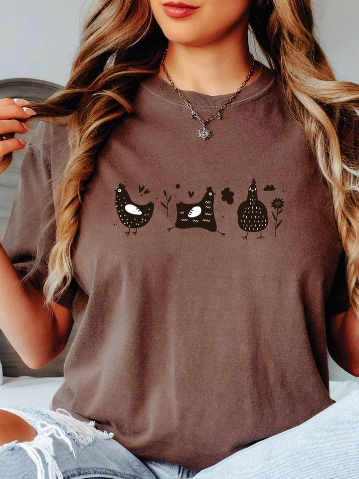 Grafisk T-shirt med kylling for engroshandel hos ID Apparel