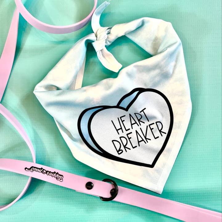 Heart Breaker | Convo Heart Dog Bandana | Valentine's Day for wholesale by The Dapper Paw