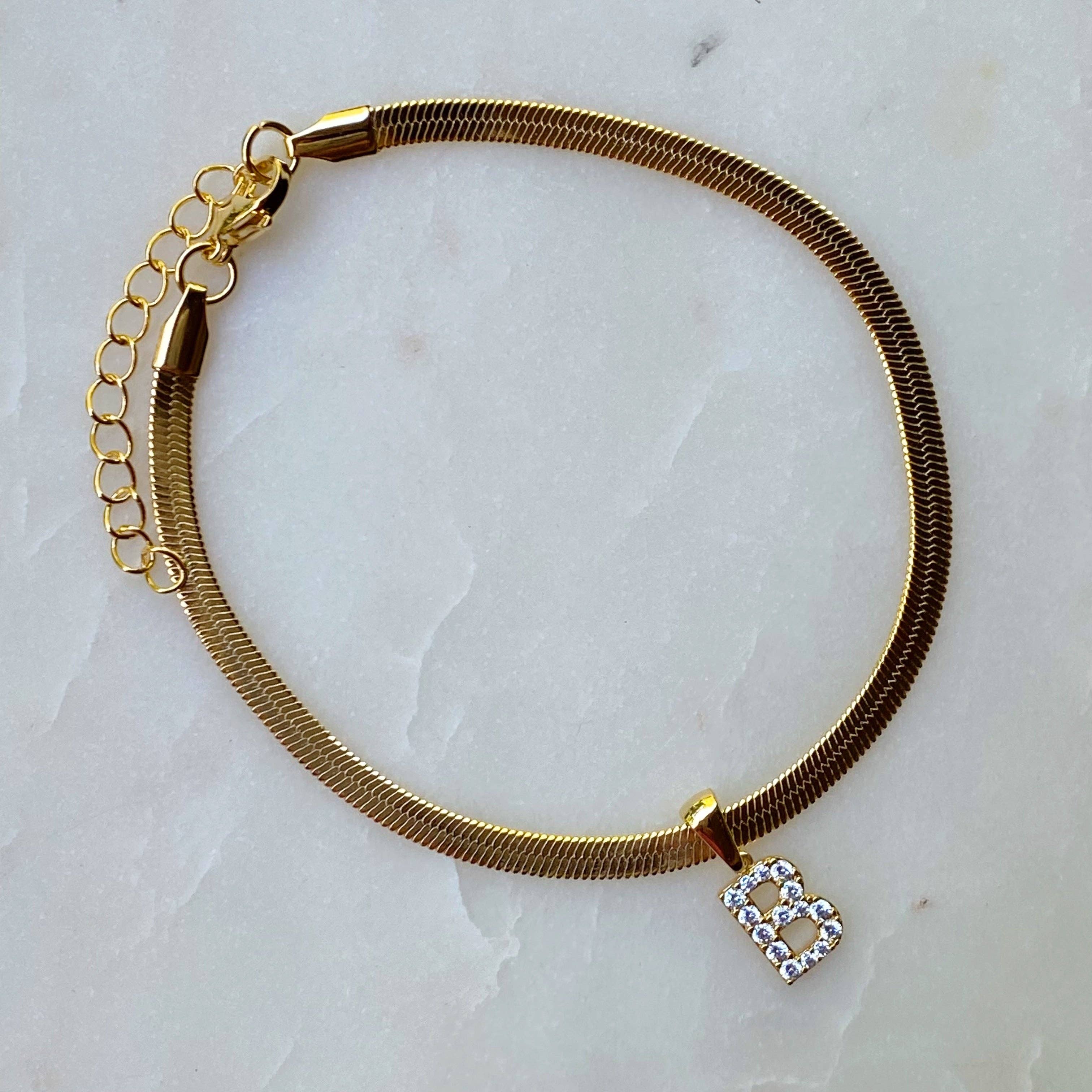 Ellison+Young - Wholesale Anklet - Herringbone Chain Initial Anklet1