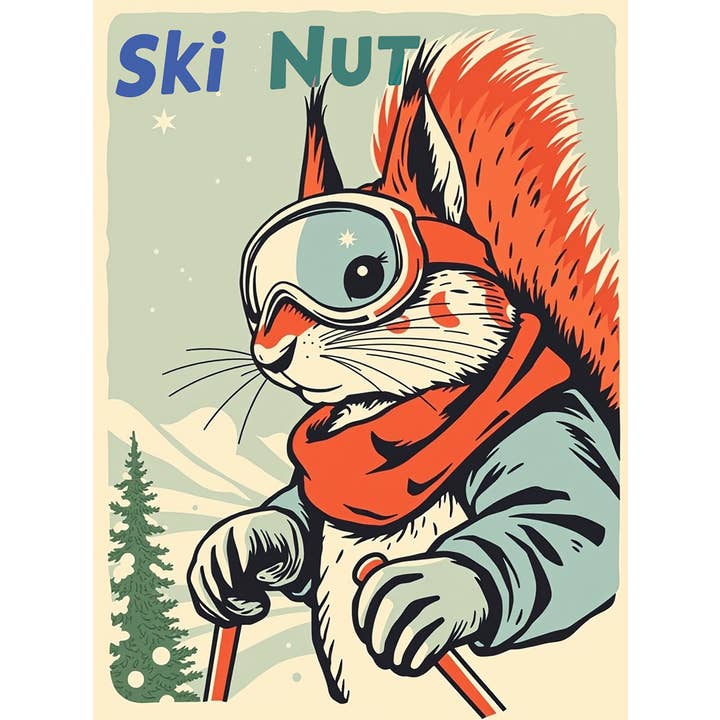 Greeting cards for Ski lovers Vintage style art -See options for wholesale by Sofs Designs