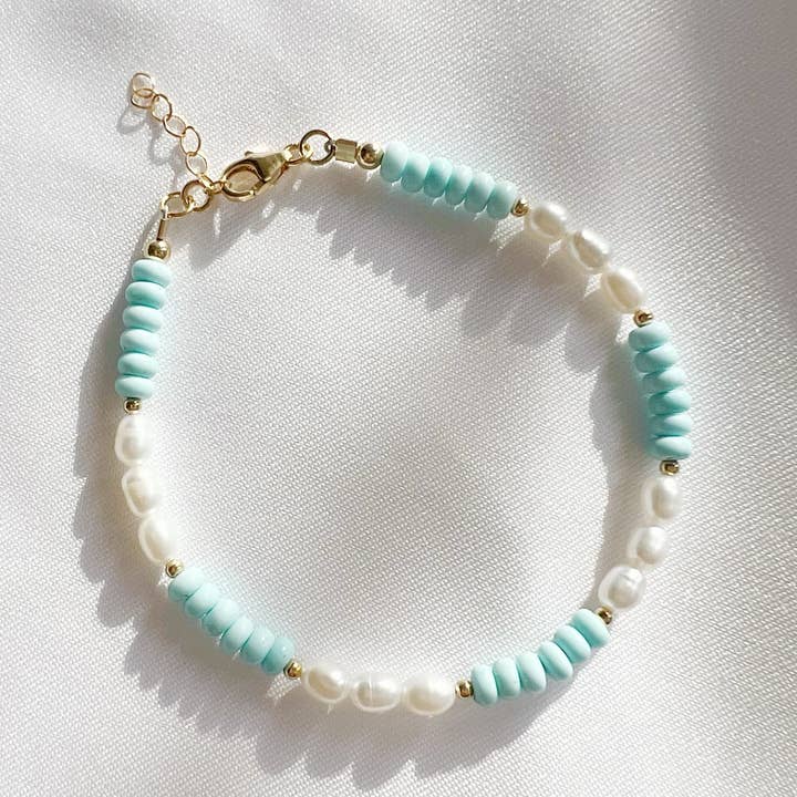 True by Kristy Jewelry - Wholesale Beaded Bracelet - East Coast Turquoise Pearl Beaded Gold Filled Bracelet0