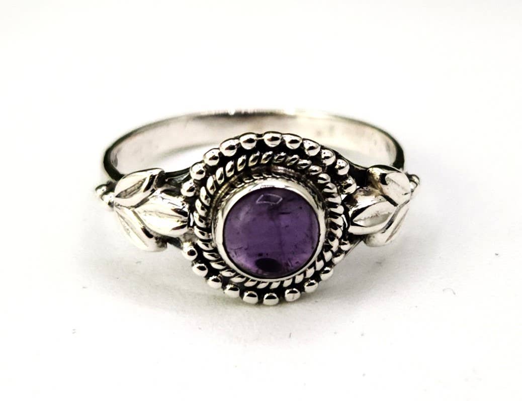 Meraki Gemstones - Wholesale Single Stone/Solitaire Ring - Amethyst Semi-Precious Gemstone Ring - Sterling Silver/.9254