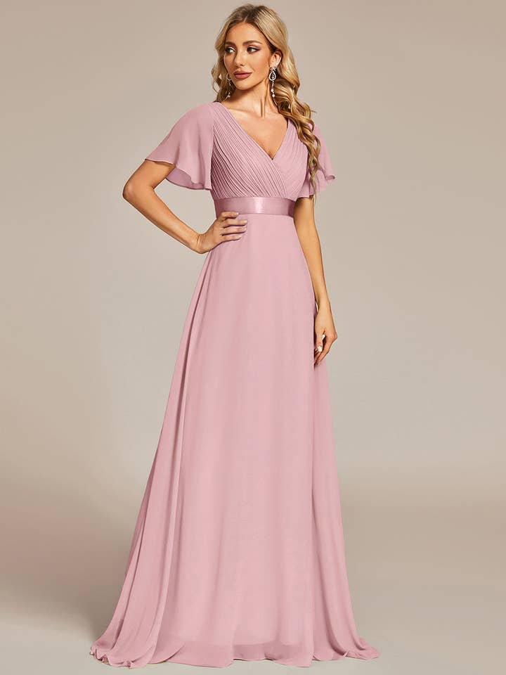 Ever-Pretty - Wholesale Gown – Women's - Double V-Neck Ruffles Chiffon Bridesmaid Dress39