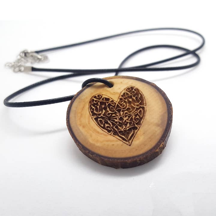 Lyoncraft - Wholesale Pendant/Charm Necklace - Celtic Heart Wooden Pendant Necklace, Simple Romantic Design