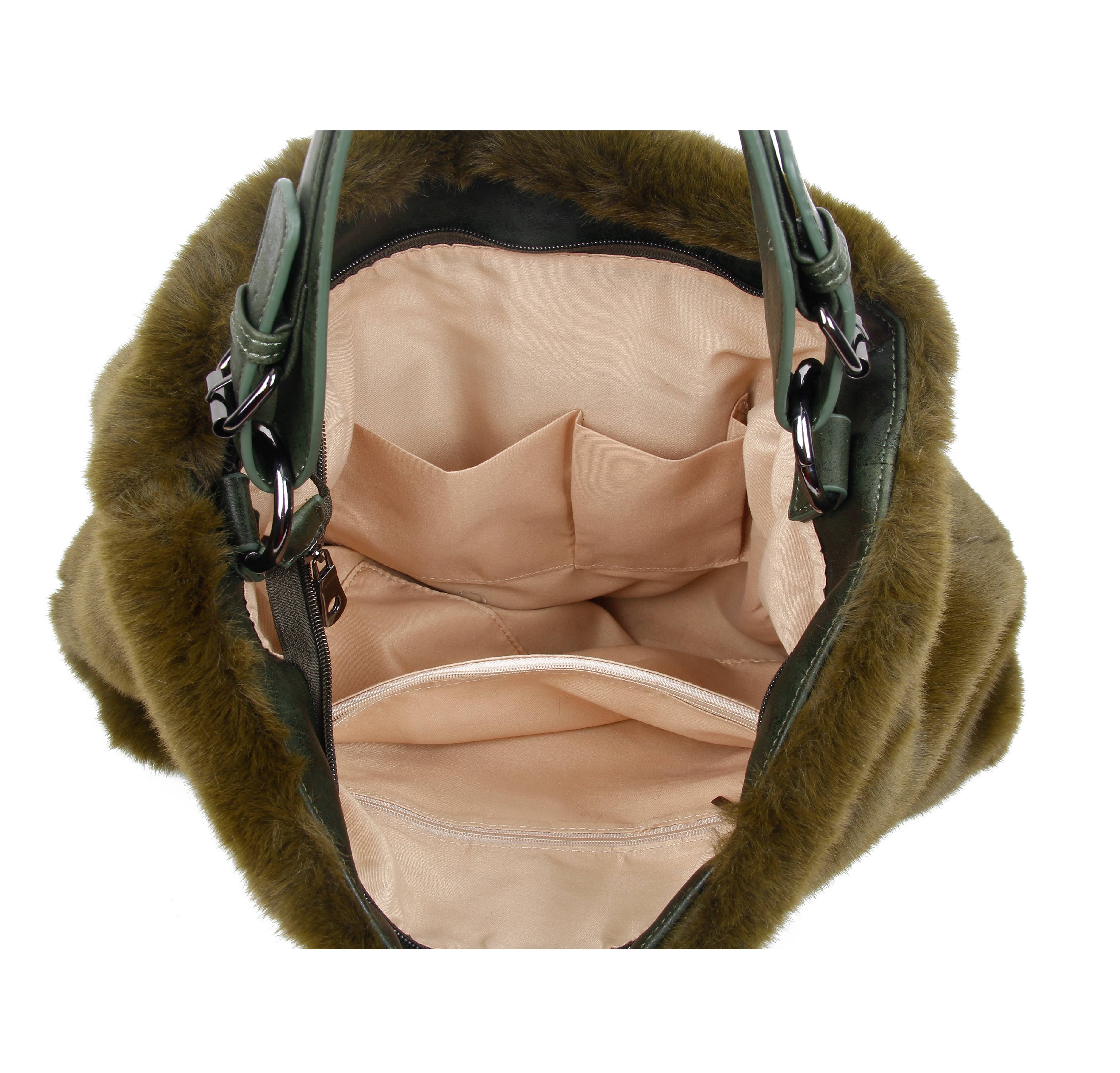 Papaya Fashion Ltd – wholesale Shoulder bag – women's – HF170433-Top handle faux fur handbag with top zip closure12