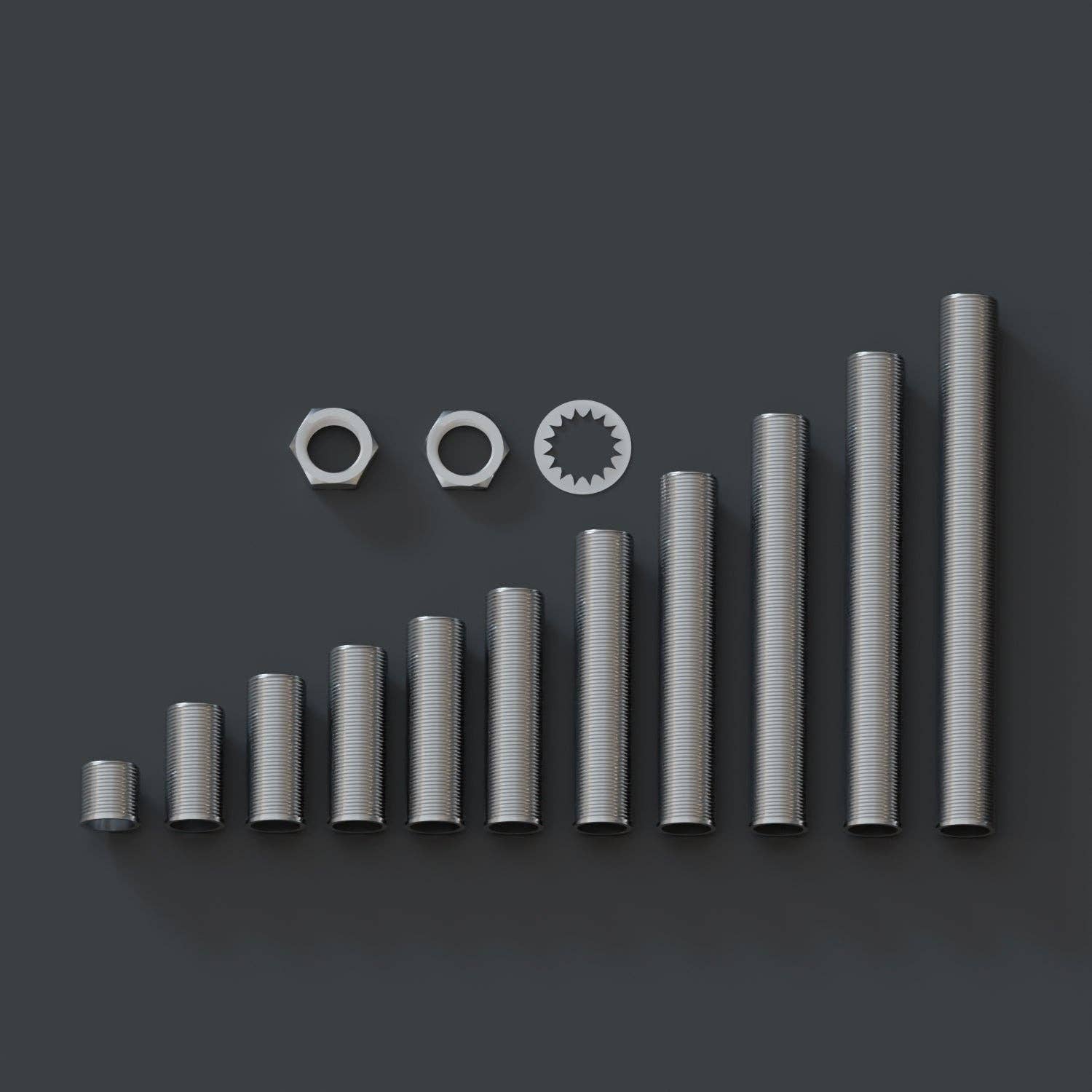 Ledsone - Wholesale Craft Supplies - 5 x M10 Threaded Aluminum rod Nipple hollow tube in various length ~ 28985