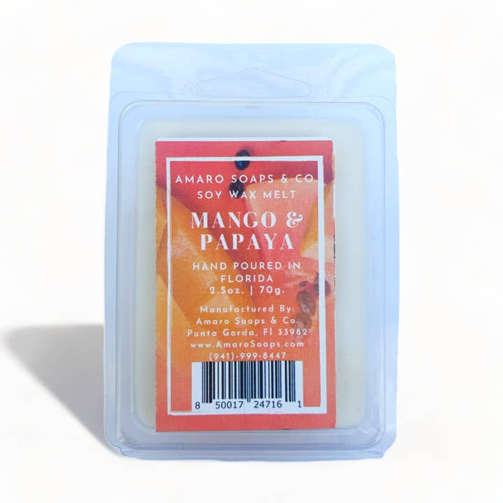 Mango & Papaya Sojavax Smält för wholesale av Amaro Soaps & Co.