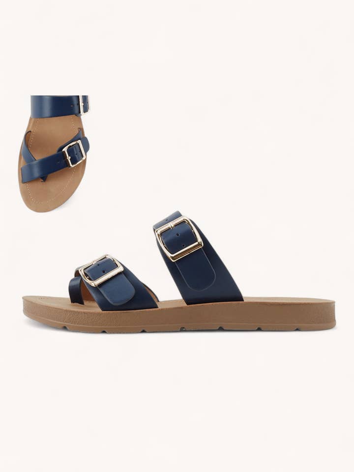 CCOCCI - Wholesale Sandals – Women's - PELIN BUCKLED CROSS THONG STRAP COMFORT SOLE SANDALS11