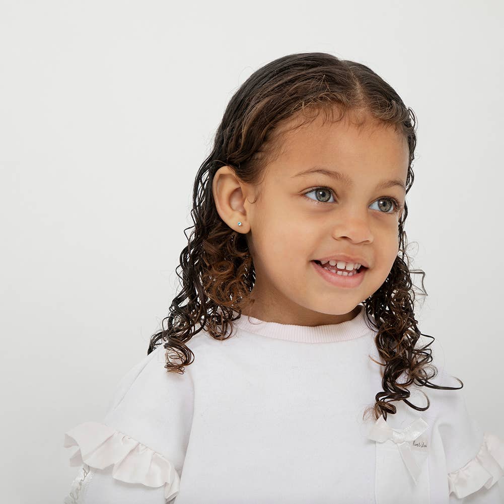 In Season Jewelry - Vendita all'ingrosso Orecchini - Bambini - Orecchini per neonati/bambini piccoli con pietra di nascita a castone sottile in oro 14k37