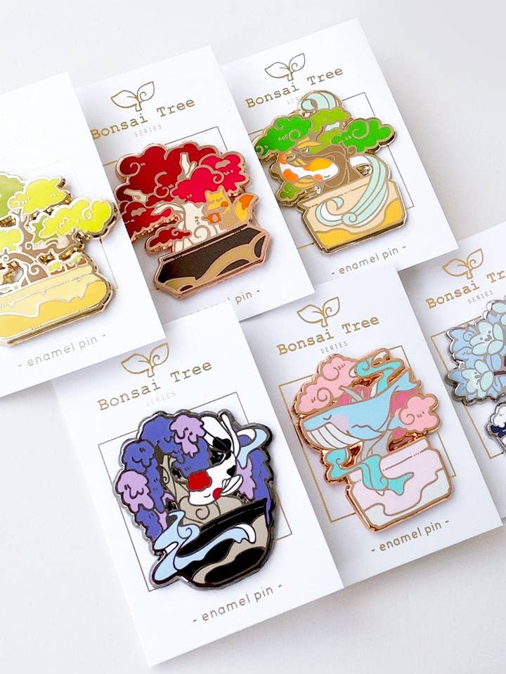 Animal Bonsai Tree Pins - Large Hard Enamel Pin for wholesale by HideawayMelon