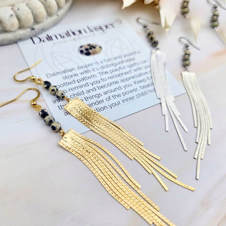 WonderLight Jewelry – wholesale Tofsörhängen – Ädelstenstofsörhängen - Dalmatisk jaspis/Inner Child7