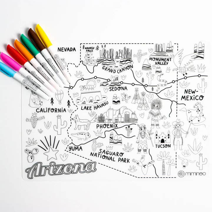Miminoo - Wholesale Coloring Mat - Kids & Baby - Silicone Reusable Coloring Mat & Markers Set - Arizona3