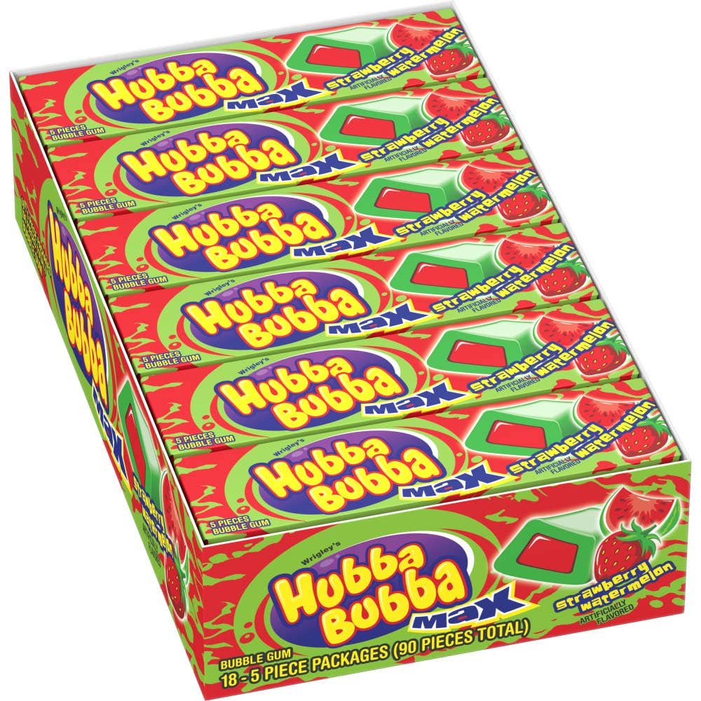 Horizon Top Market - Wholesale Chewing Gum - HUBBA BUBBA MAX STRAWBERRY WATERMELON GUM-18 X 5 PIECE0