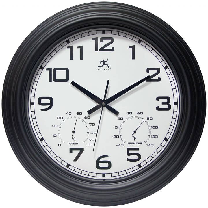 Outdoor Round Black Wall Clock 18.5 Inch for wholesale by Infinity Instruments