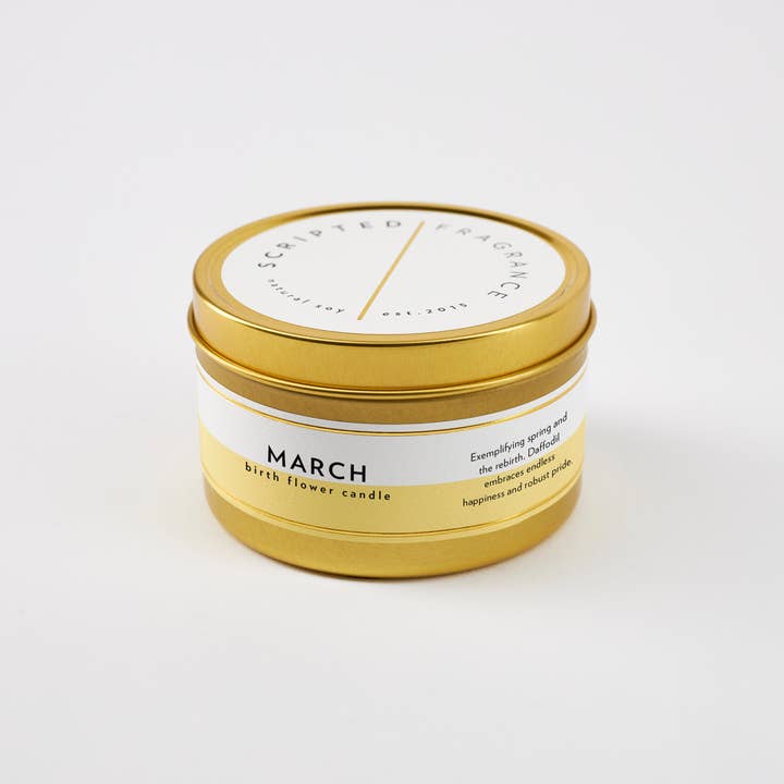 Scripted Fragrance - Wholesale Jar/Filled Candle - March Birth Flower Soy Candle2